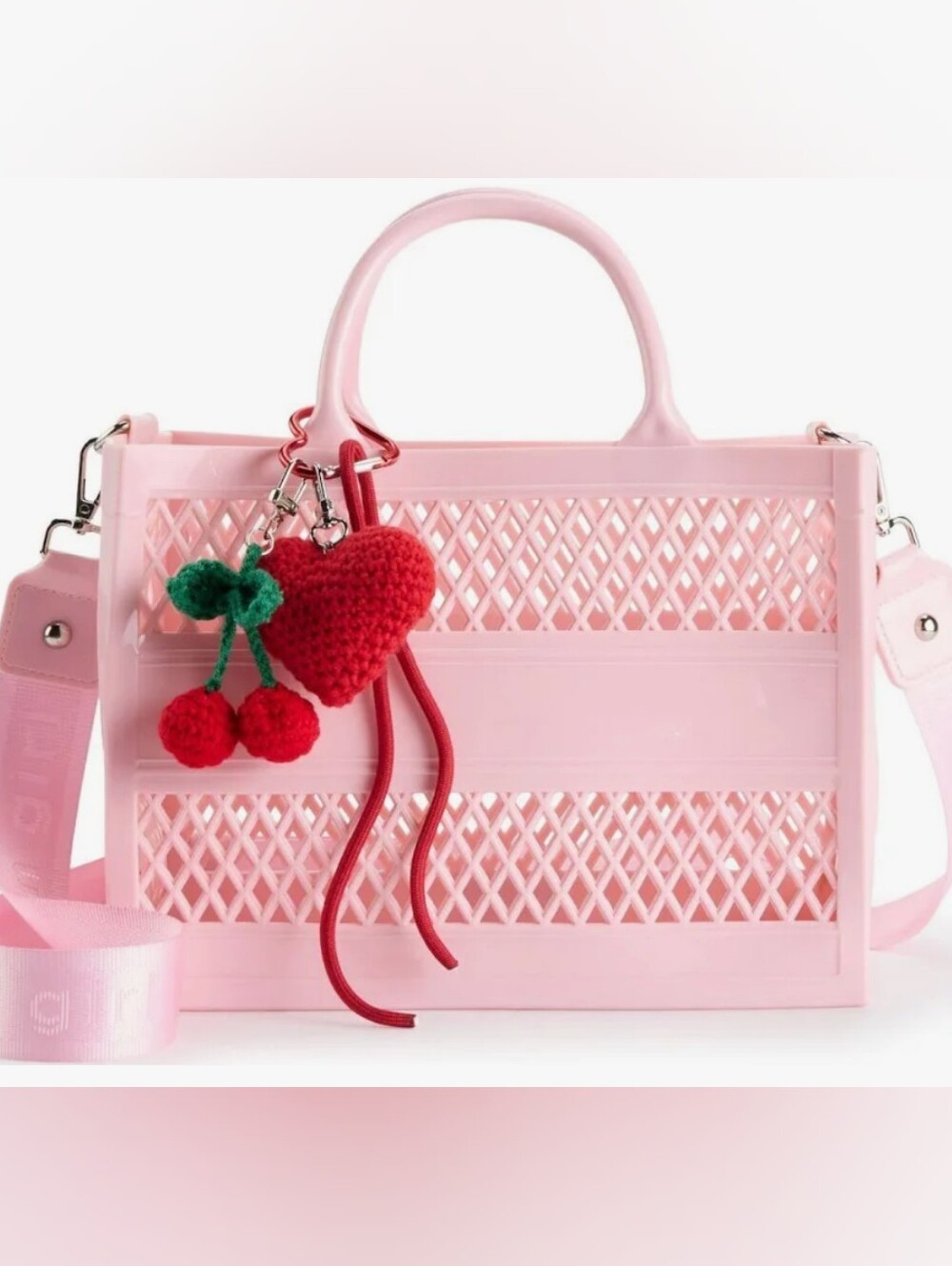 Pink Madden Girl Jelly Tote with Cherry Charm